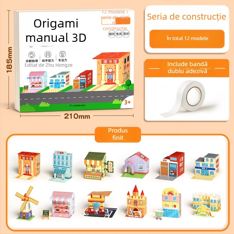 Set de origami 3D pentru copii – jucărie educațională din hârtie pentru vârsta 4–6 ani