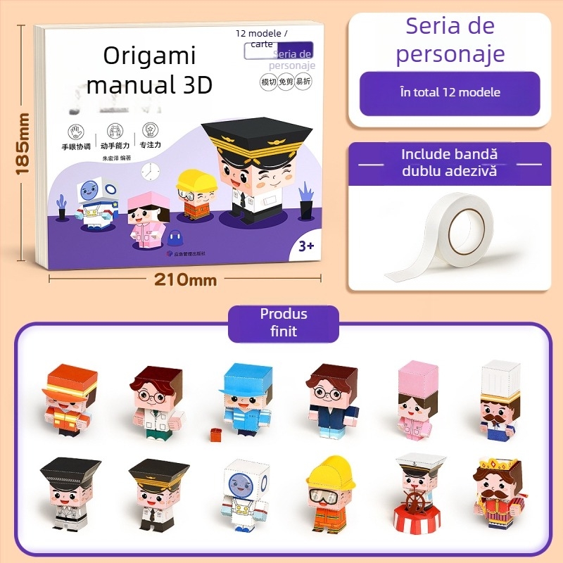 Set de origami 3D pentru copii – jucărie educațională din hârtie pentru vârsta 4–6 ani