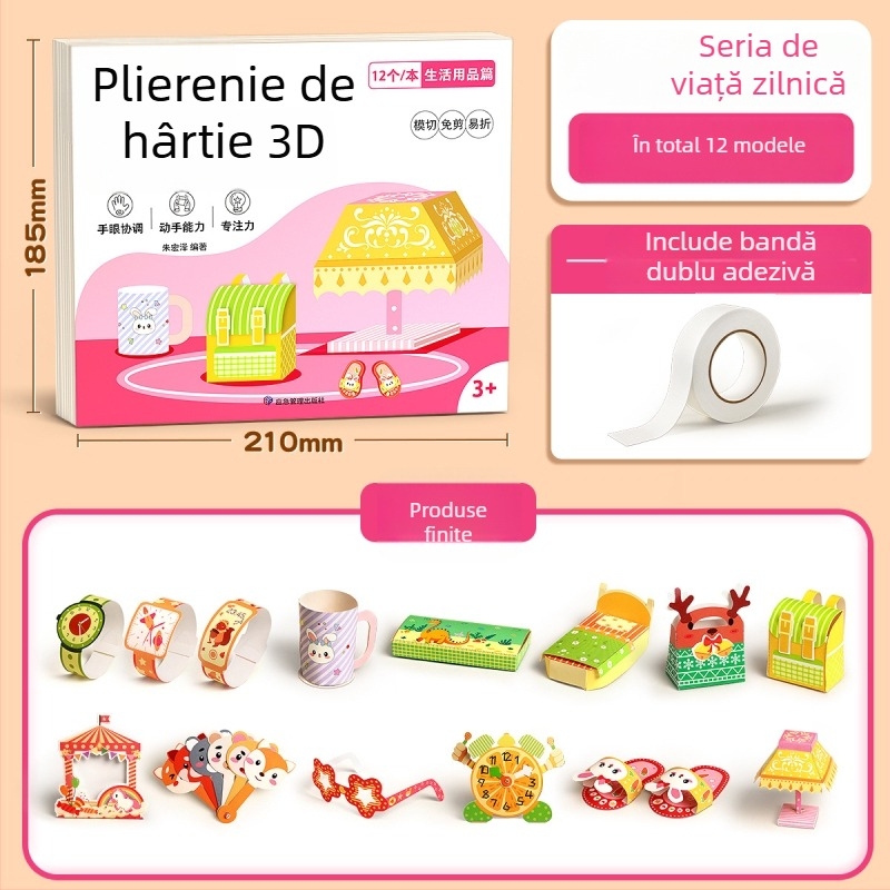 Set de origami 3D pentru copii – jucărie educațională din hârtie pentru vârsta 4–6 ani