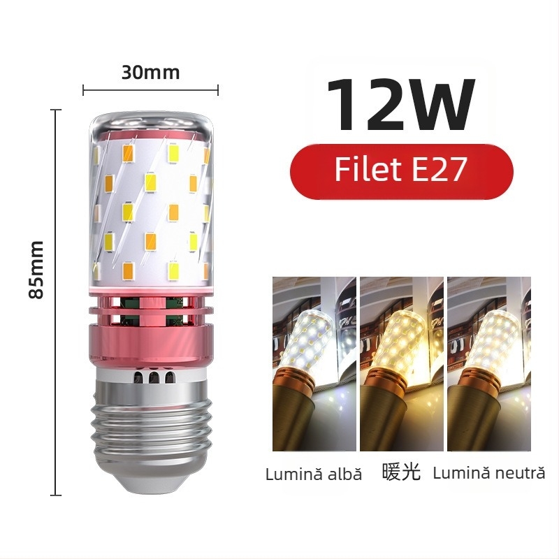 Lampă LED corn, soclu E27/E14, 220V, 1000 lm, 3000K, fascicul 360°
