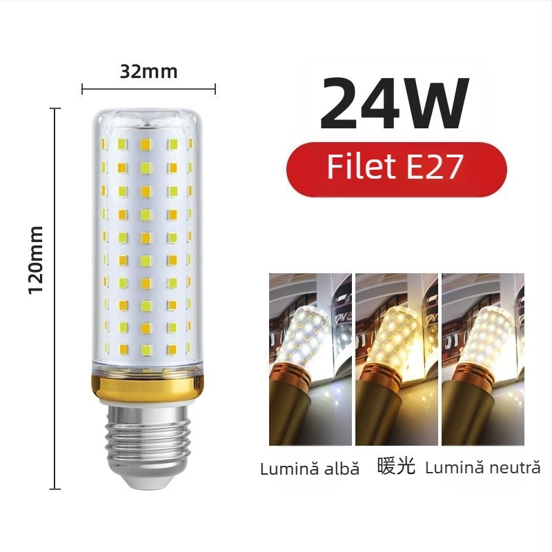 Lampă LED corn, soclu E27/E14, 220V, 1000 lm, 3000K, fascicul 360°