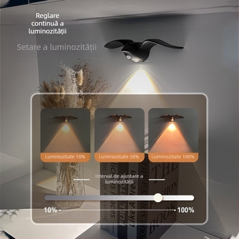 Lampă de noapte LED cu senzor de mișcare, design pescăruș, utilizare interioară/exterioară, baterie încorporată
