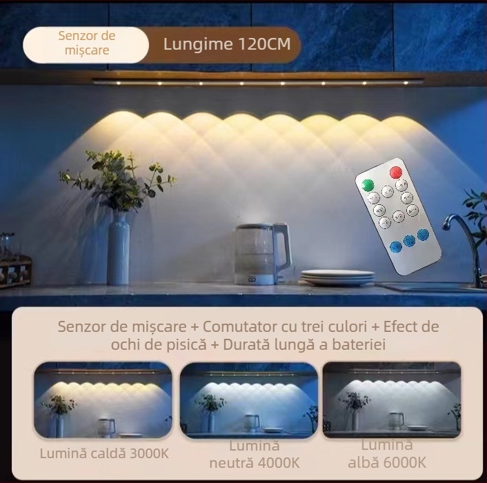 Lampă de noapte cu alimentare fără cablu, senzor inductiv, baterie încorporată, abajur din aluminiu, control inteligent