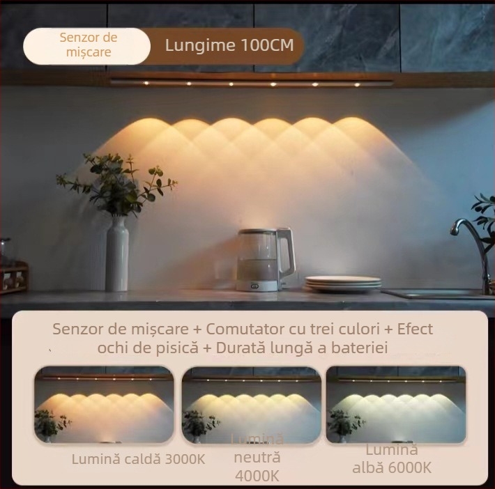 Lampă de noapte cu alimentare fără cablu, senzor inductiv, baterie încorporată, abajur din aluminiu, control inteligent