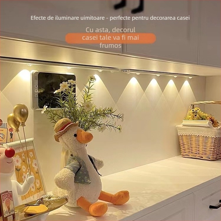 Lampă de noapte cu alimentare fără cablu, senzor inductiv, baterie încorporată, abajur din aluminiu, control inteligent