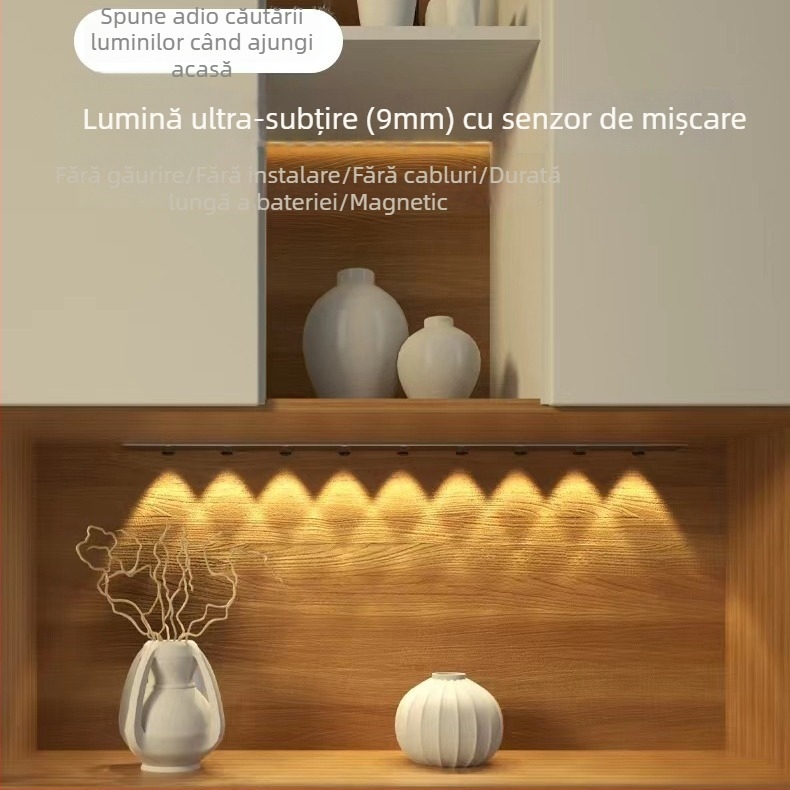 Lampă de noapte cu alimentare fără cablu, senzor inductiv, baterie încorporată, abajur din aluminiu, control inteligent