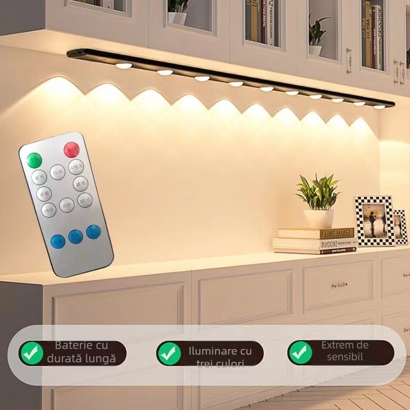 Lampă de noapte cu alimentare fără cablu, senzor inductiv, baterie încorporată, abajur din aluminiu, control inteligent