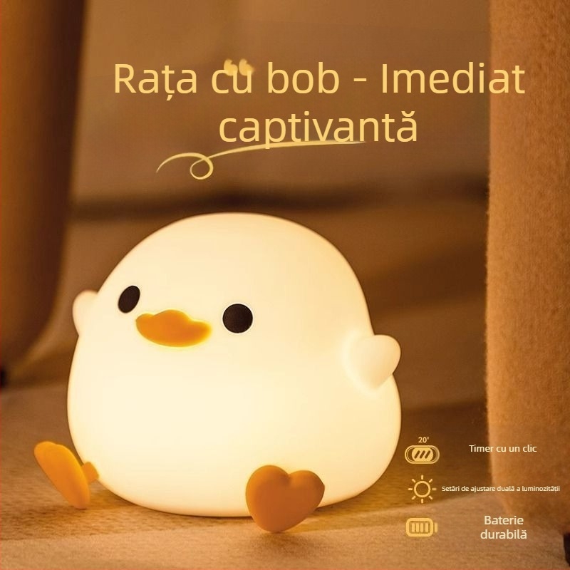 Lampă de noapte în formă de animal pentru bebeluși, silicon alimentar, alimentare USB, acționare prin atingere