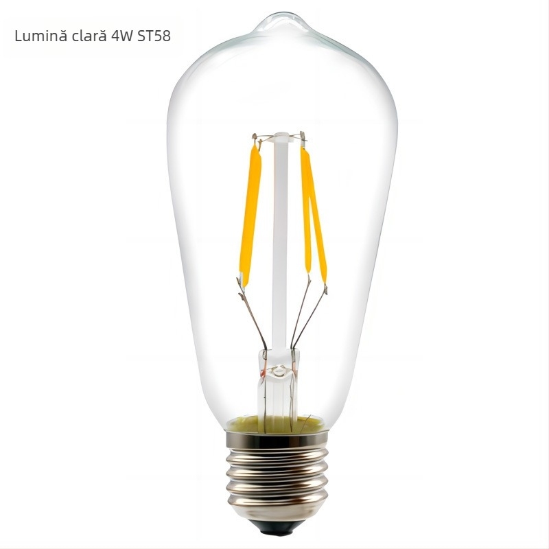 Lampa LED filament Edison E27 ST64, 220V, 480 lm, fascicul de 360°, dimabilă