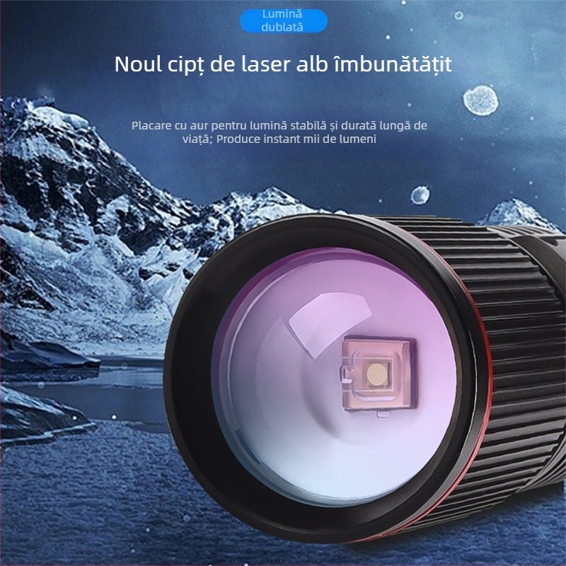 Lanternă de mână cu corp din aliaj de aluminiu, model G25-0921, rază de 50–100 m, impermeabil