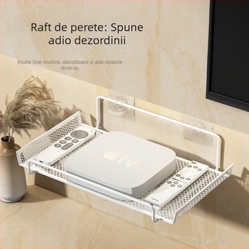 Raft de depozitare pentru router – pentru cămin, montaj pe perete, fără găuri, din oțel carbon, 1 nivel, pentru living
