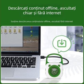 Mașină de povești portabilă pentru educație timpurie pentru copii, cu Bluetooth, înregistrare, baterie reîncărcabilă, memorie de 8GB+, corp din silicon