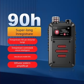 MP3 player cu înregistrare cu 3 microfoane, format WAV, timp înregistrare 5400, rază 10 m, USB 2.0