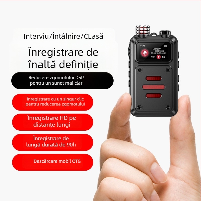 MP3 player cu înregistrare cu 3 microfoane, format WAV, timp înregistrare 5400, rază 10 m, USB 2.0