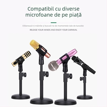 Stativ pentru microfon de birou cu bază din disc metalic greu, înălțime reglabilă, compatibil cu microfoanele condensatoare, MILESNG ZM02