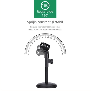 Stativ pentru microfon de birou cu bază din disc metalic greu, înălțime reglabilă, compatibil cu microfoanele condensatoare, MILESNG ZM02