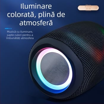 Difuzor Bluetooth portabil cu driveuri duale, Bluetooth 5.3, IPX5 rezistent la apă, 5W putere, baterie încorporată 1000–1200 mAh, frecvență 100 Hz–20 kHz