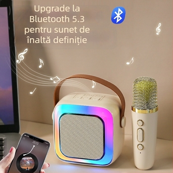 Boxă karaoke Bluetooth portabil cu baterie încorporată (Bluetooth 5.0, IPX7, 5W, interval de frecvență 100 Hz–20 kHz, 800–1000 mAh)