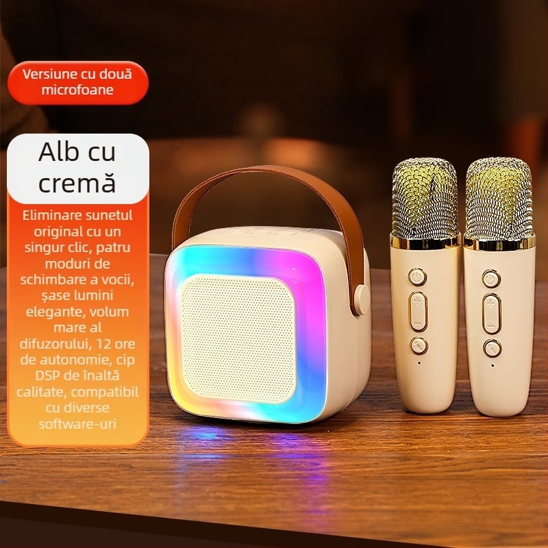 Boxă karaoke Bluetooth portabil cu baterie încorporată (Bluetooth 5.0, IPX7, 5W, interval de frecvență 100 Hz–20 kHz, 800–1000 mAh)