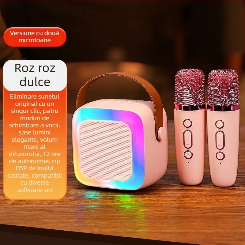 Boxă karaoke Bluetooth portabil cu baterie încorporată (Bluetooth 5.0, IPX7, 5W, interval de frecvență 100 Hz–20 kHz, 800–1000 mAh)