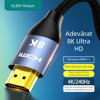 Cablu HDMI, versiunea 2.1, suport 8K, lungime 10 m, conductori din cupru, contacte placate cu aur