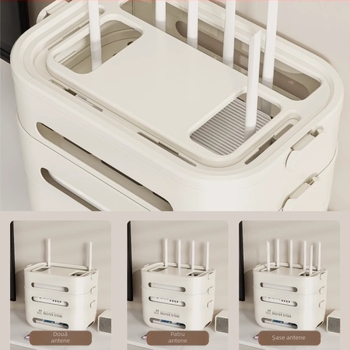 Cutie de depozitare a cablurilor pentru router Wi‑Fi și decodor TV — organizator de birou, plastic PP, design modern minimalist
