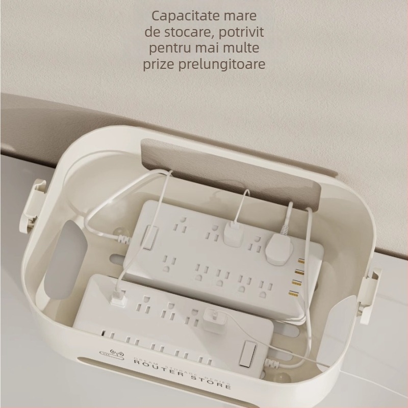 Cutie de depozitare a cablurilor pentru router Wi‑Fi și decodor TV — organizator de birou, plastic PP, design modern minimalist