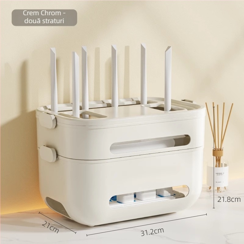 Cutie de depozitare a cablurilor pentru router Wi‑Fi și decodor TV — organizator de birou, plastic PP, design modern minimalist