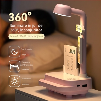 Lampă de noapte cu sunet Bluetooth, creativă pentru dormitor, lampă de nopți cu două funcții, 3 temperaturi de culoare, baterie 1200Ah, 5V/2A