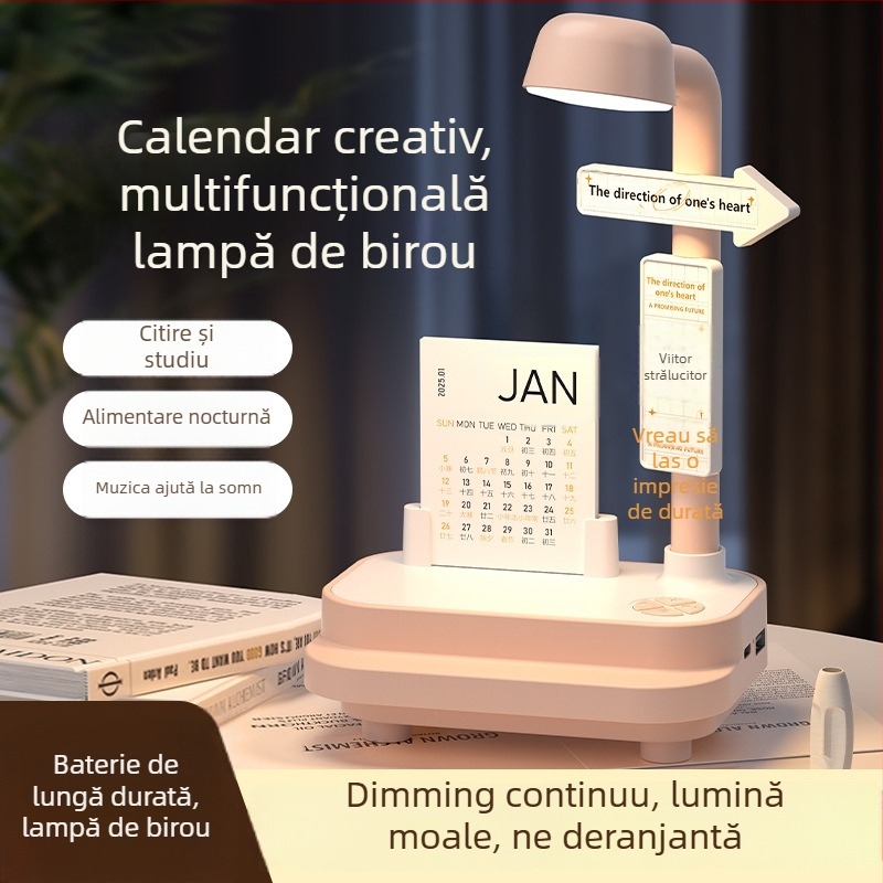 Lampă de noapte cu sunet Bluetooth, creativă pentru dormitor, lampă de nopți cu două funcții, 3 temperaturi de culoare, baterie 1200Ah, 5V/2A