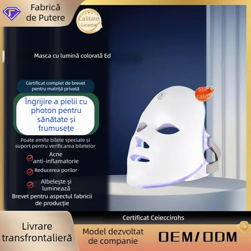 Dispozitiv facial cu LED pentru rejuvenare – Rejuvenarea pielii cu terapie LED; Baterie încorporată 800–1000 mAh; Utilizare acasă; IPX0; Instrument de fizioterapie