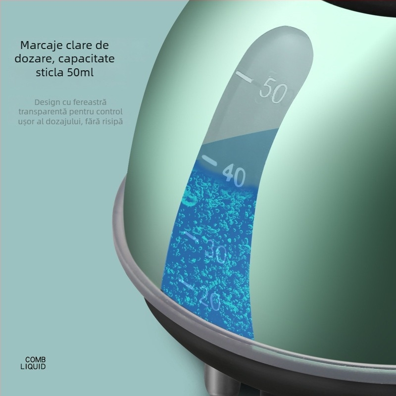 Aplicator pentru scalp cu soluție nutritivă, pieptene ghid lichid cu mărgele rulante, model Liquid Diverter; greutate 35-40 g; potrivit pentru toate sezoanele; utilizare generală