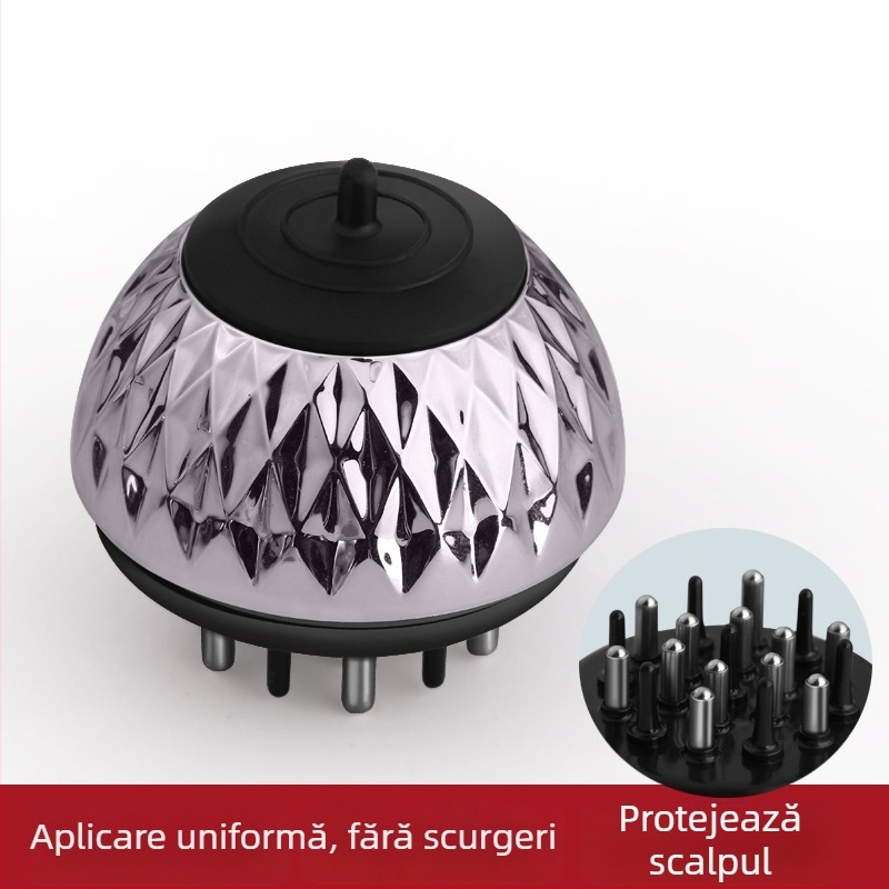 Aplicator pentru scalp cu soluție nutritivă, pieptene ghid lichid cu mărgele rulante, model Liquid Diverter; greutate 35-40 g; potrivit pentru toate sezoanele; utilizare generală