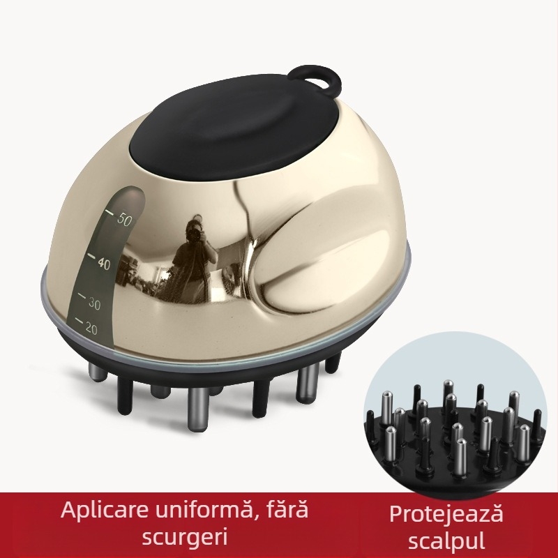 Aplicator pentru scalp cu soluție nutritivă, pieptene ghid lichid cu mărgele rulante, model Liquid Diverter; greutate 35-40 g; potrivit pentru toate sezoanele; utilizare generală