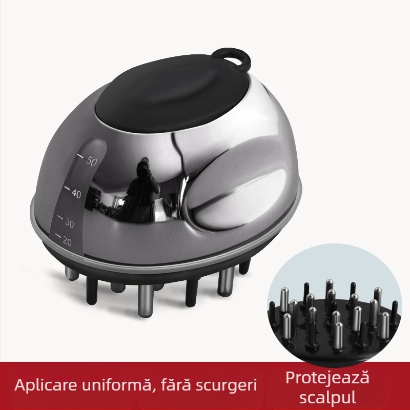 Aplicator pentru scalp cu soluție nutritivă, pieptene ghid lichid cu mărgele rulante, model Liquid Diverter; greutate 35-40 g; potrivit pentru toate sezoanele; utilizare generală