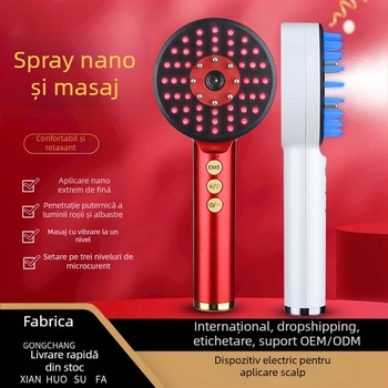 Pieptene electric pentru masajul scalpului – vibrații, model S2, alimentare cu baterie, control mecanic, 4 trepte