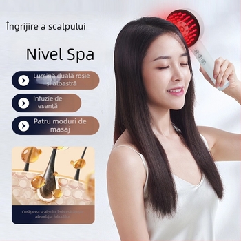 Pieptene electric pentru masajul scalpului – vibrații, model S2, alimentare cu baterie, control mecanic, 4 trepte