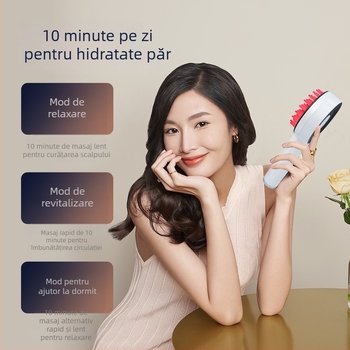 Pieptene electric pentru masajul scalpului – vibrații, model S2, alimentare cu baterie, control mecanic, 4 trepte