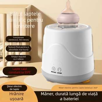 Amestecător electric pentru lapte bebeluți, încălzire la 55°C, încărcare USB, amestecare în 3 trepte, încălzire rapidă