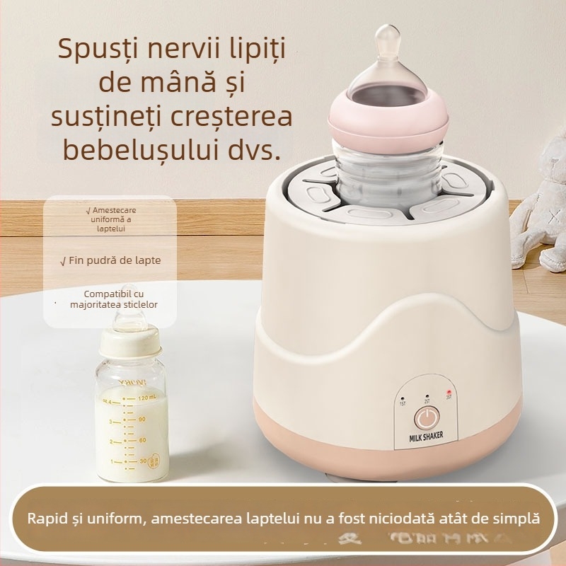 Amestecător electric pentru lapte bebeluți, încălzire la 55°C, încărcare USB, amestecare în 3 trepte, încălzire rapidă