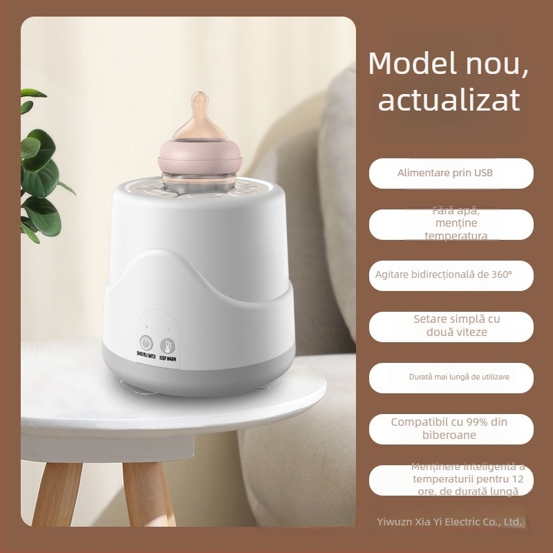 Amestecător electric pentru lapte bebeluți, încălzire la 55°C, încărcare USB, amestecare în 3 trepte, încălzire rapidă