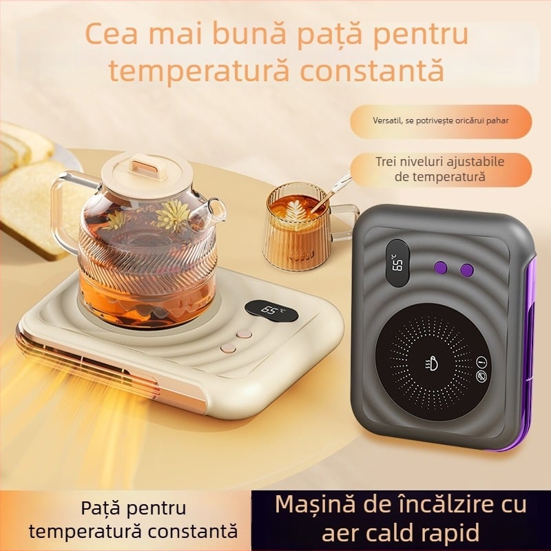 Suport termic de birou – două funcții într-unul: încălzitor și suport pentru ceașcă, control tactil, alimentare la priză, oprire automată