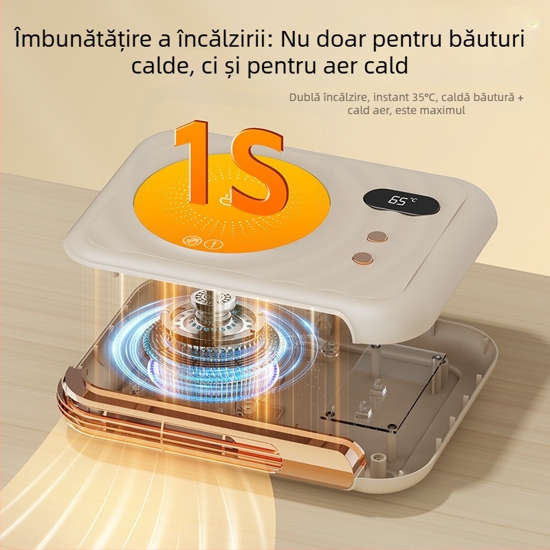 Suport termic de birou – două funcții într-unul: încălzitor și suport pentru ceașcă, control tactil, alimentare la priză, oprire automată