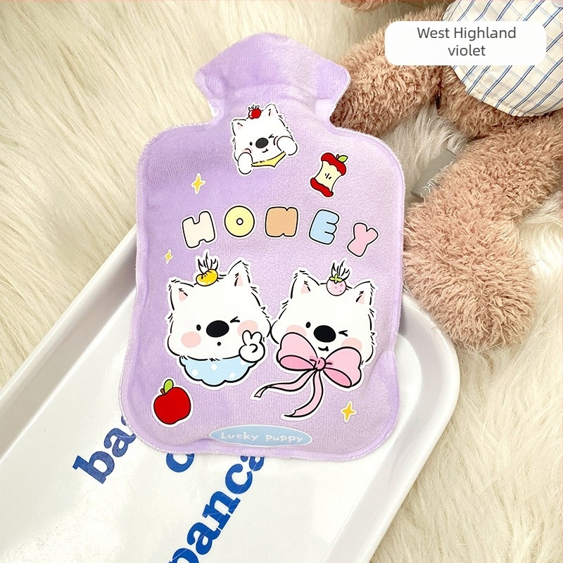 Borcă de apă caldă umplută cu apă – catifea Teddy, stil desen animat, pentru mâini, picioare și stomac, încălzire prin injecție de apă, 38 g