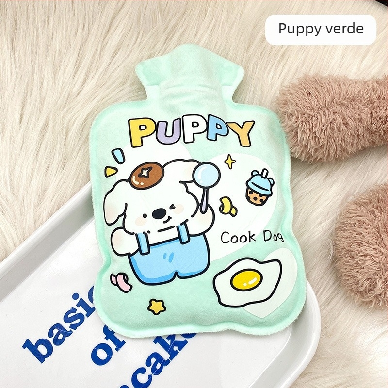Borcă de apă caldă umplută cu apă – catifea Teddy, stil desen animat, pentru mâini, picioare și stomac, încălzire prin injecție de apă, 38 g