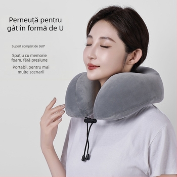 Pernă de călătorie în formă de U pentru gât; umplutură din memory cotton; husă din catifea; stil modern minimalist; marcă Chengyi warm.
