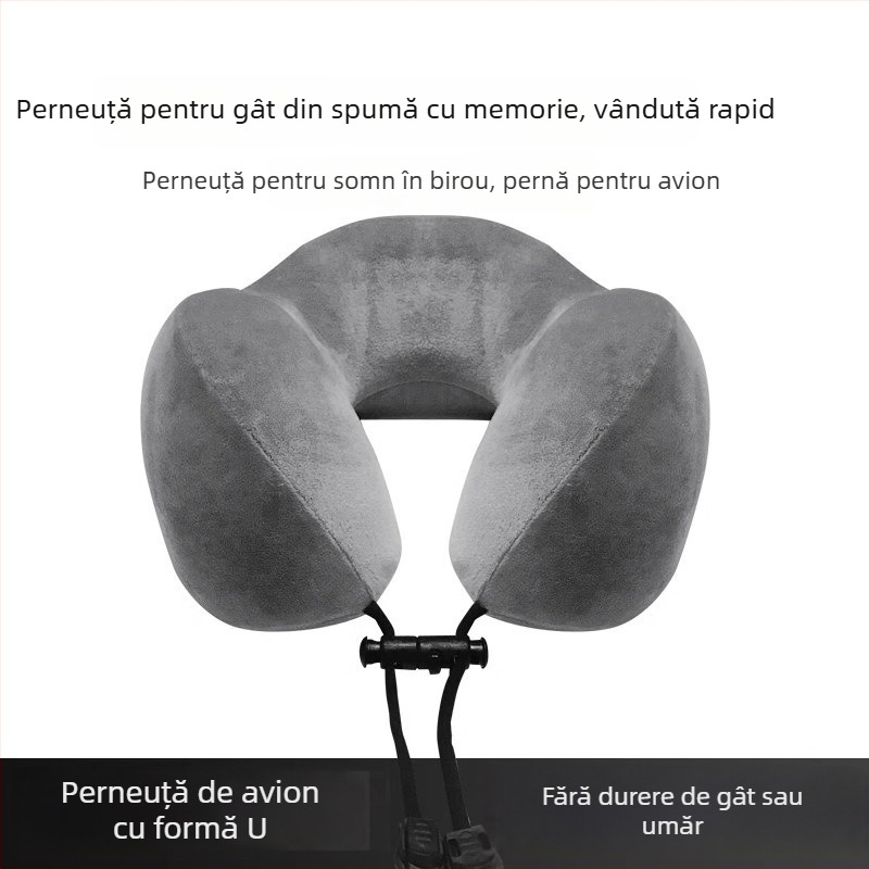 Pernă de călătorie în formă de U pentru gât; umplutură din memory cotton; husă din catifea; stil modern minimalist; marcă Chengyi warm.