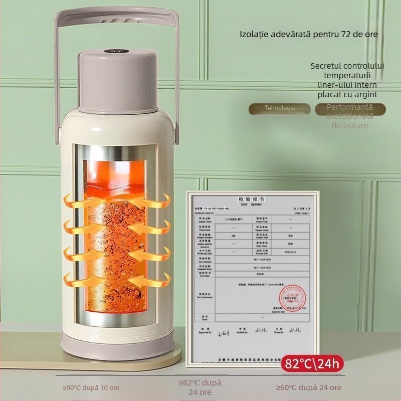 Termos cu liner din sticlă, capacitate mare, izolație 12–24 h, Xinmeiya premium PP+sticlă