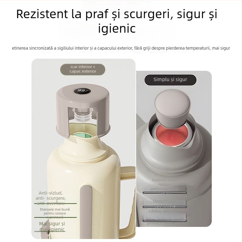 Termos cu liner din sticlă, capacitate mare, izolație 12–24 h, Xinmeiya premium PP+sticlă