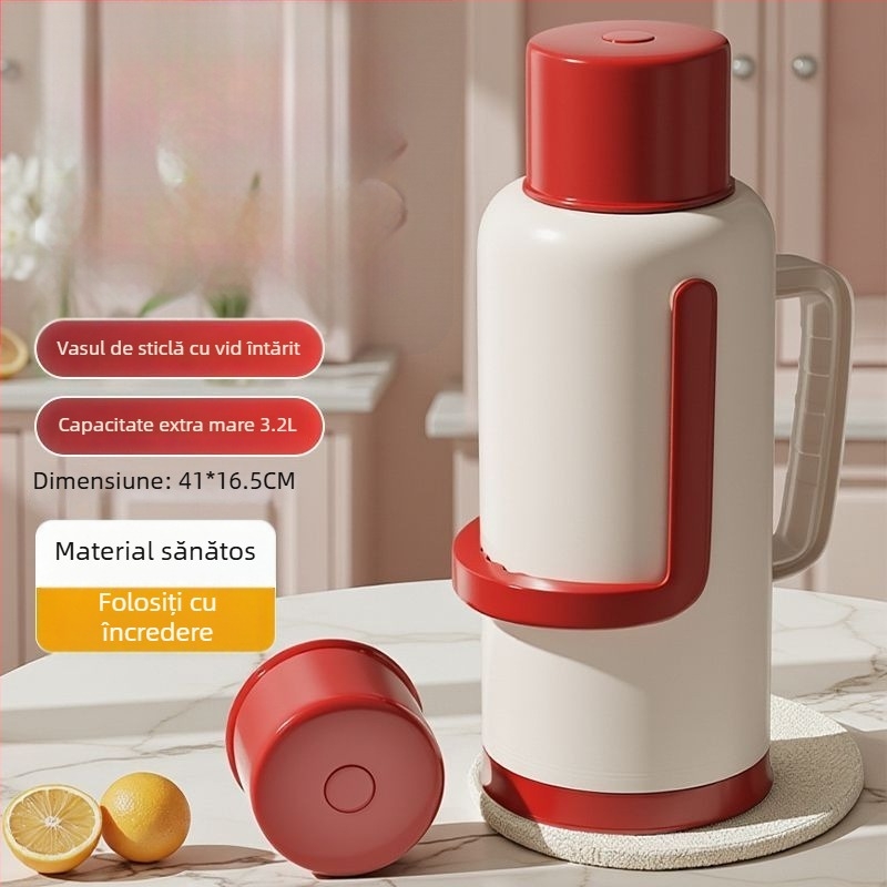 Termos cu liner din sticlă, capacitate mare, izolație 12–24 h, Xinmeiya premium PP+sticlă